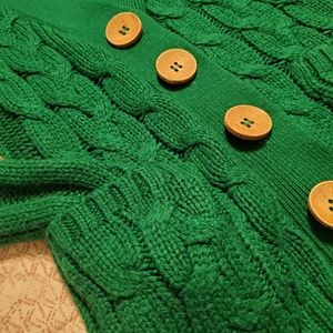 Modcloth Green Sweater with Pockets, Wooden Button